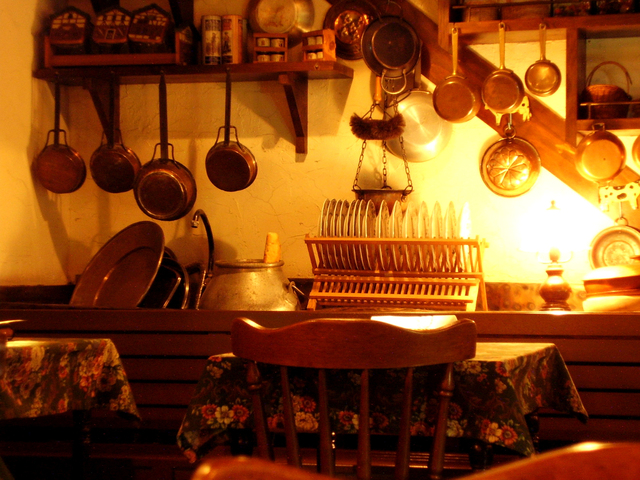 Vintage kuchyňa, svetlo